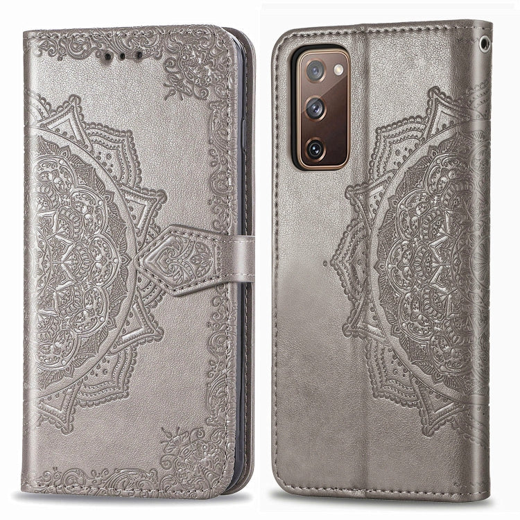 For Samsung Galaxy S20 FE Embossed Mandala Pattern TPU + PU Horizontal Flip Leather Case with Holder & Three Card Slots & Wallet