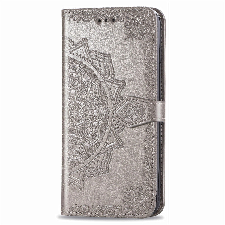 For Samsung Galaxy S20 FE Embossed Mandala Pattern TPU + PU Horizontal Flip Leather Case with Holder & Three Card Slots & Wallet