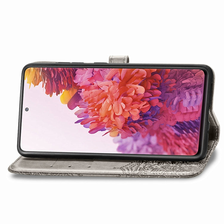 For Samsung Galaxy S20 FE Embossed Mandala Pattern TPU + PU Horizontal Flip Leather Case with Holder & Three Card Slots & Wallet