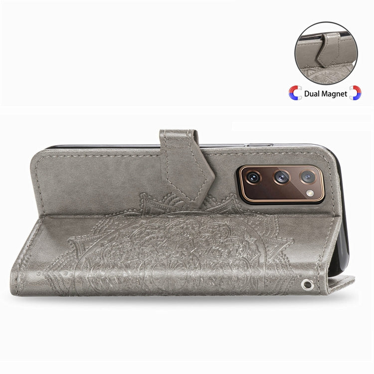 For Samsung Galaxy S20 FE Embossed Mandala Pattern TPU + PU Horizontal Flip Leather Case with Holder & Three Card Slots & Wallet