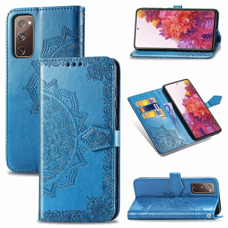 For Samsung Galaxy S20 FE Embossed Mandala Pattern TPU + PU Horizontal Flip Leather Case with Holder & Three Card Slots & Wallet