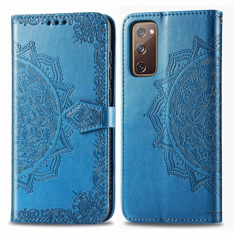 For Samsung Galaxy S20 FE Embossed Mandala Pattern TPU + PU Horizontal Flip Leather Case with Holder & Three Card Slots & Wallet
