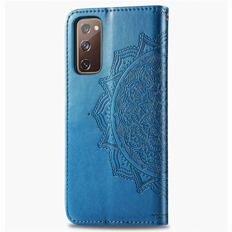 For Samsung Galaxy S20 FE Embossed Mandala Pattern TPU + PU Horizontal Flip Leather Case with Holder & Three Card Slots & Wallet