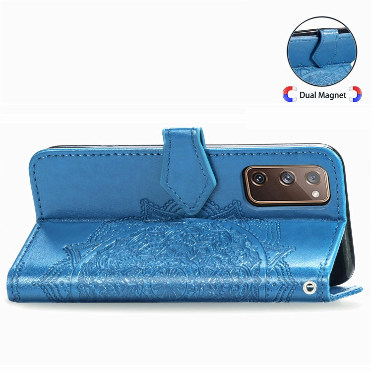 For Samsung Galaxy S20 FE Embossed Mandala Pattern TPU + PU Horizontal Flip Leather Case with Holder & Three Card Slots & Wallet