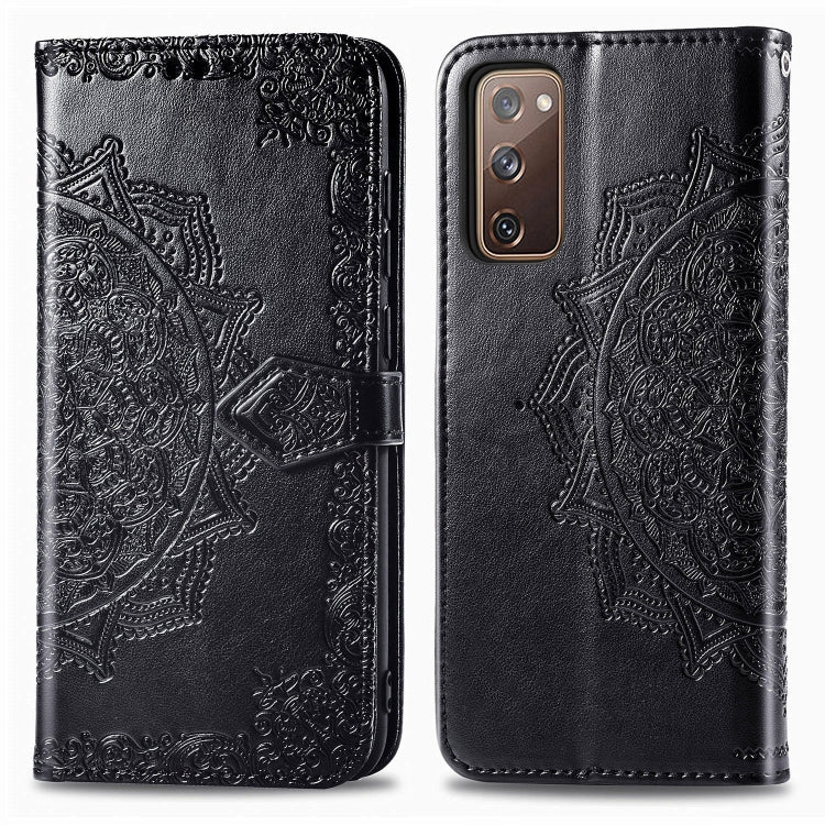 For Samsung Galaxy S20 FE Embossed Mandala Pattern TPU + PU Horizontal Flip Leather Case with Holder & Three Card Slots & Wallet