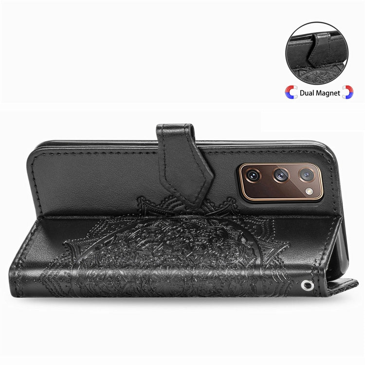 For Samsung Galaxy S20 FE Embossed Mandala Pattern TPU + PU Horizontal Flip Leather Case with Holder & Three Card Slots & Wallet