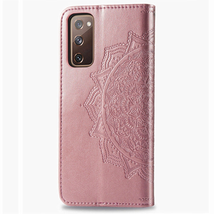 For Samsung Galaxy S20 FE 5G Embossed Mandala Pattern TPU + PU Horizontal Flip Leather Case with Holder & Three Card Slots & Wallet