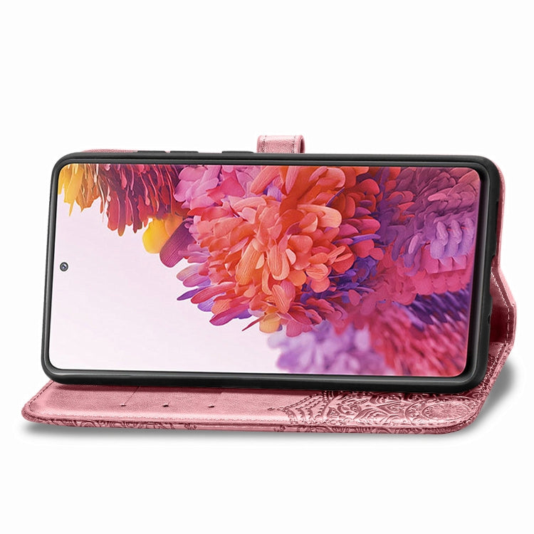 For Samsung Galaxy S20 FE 5G Embossed Mandala Pattern TPU + PU Horizontal Flip Leather Case with Holder & Three Card Slots & Wallet