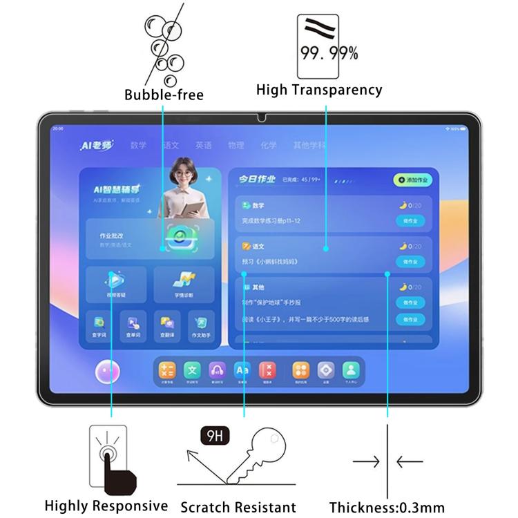 For Xiaoyuan Learning P40 / P40 Pro 12.3 9H 0.3mm Explosion-proof Tempered Glass Film