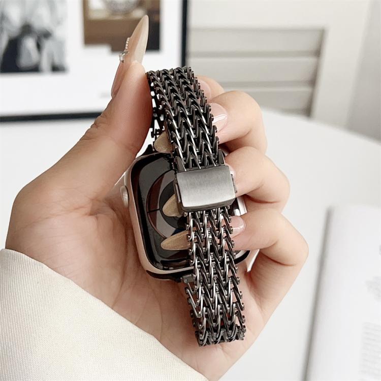 For Apple Watch 46mm / 49mm / 45mm / 44mm Slim Magnetic Snap Clasp Steel Mesh Metal Watch Band
