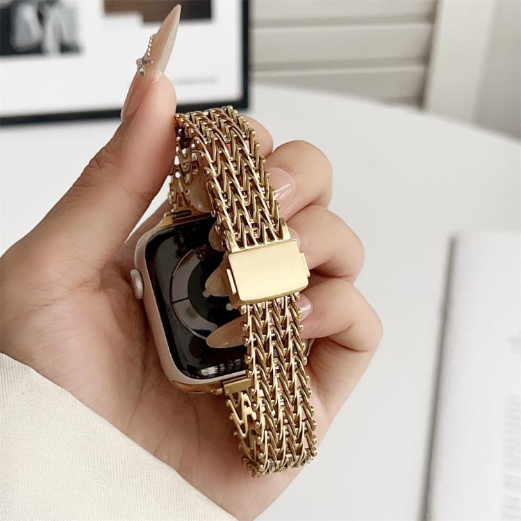 For Apple Watch 42mm / 41mm / 40mm / 38mm Slim Magnetic Snap Clasp Steel Mesh Metal Watch Band