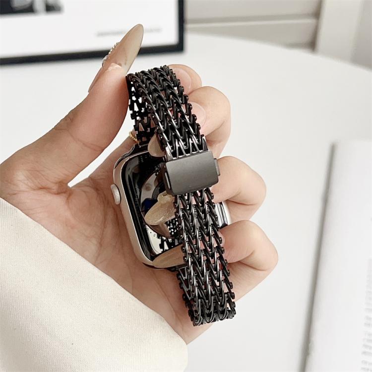 For Apple Watch 42mm / 41mm / 40mm / 38mm Slim Magnetic Snap Clasp Steel Mesh Metal Watch Band
