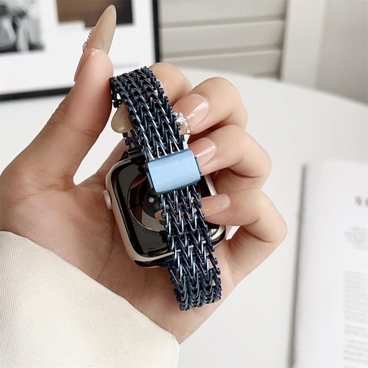 For Apple Watch 42mm / 41mm / 40mm / 38mm Slim Magnetic Snap Clasp Steel Mesh Metal Watch Band