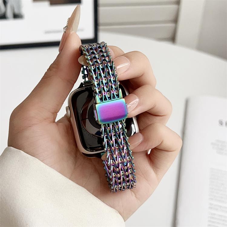 For Apple Watch 42mm / 41mm / 40mm / 38mm Slim Magnetic Snap Clasp Steel Mesh Metal Watch Band