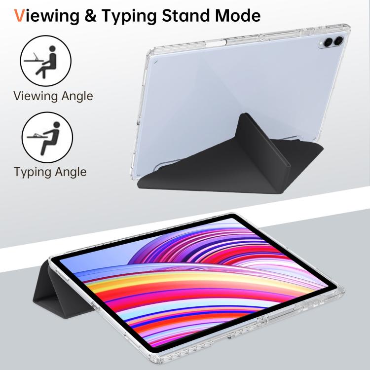 For Samsung Galaxy Tab S11 Ultra Clear Acrylic Deformation Leather Tablet Case