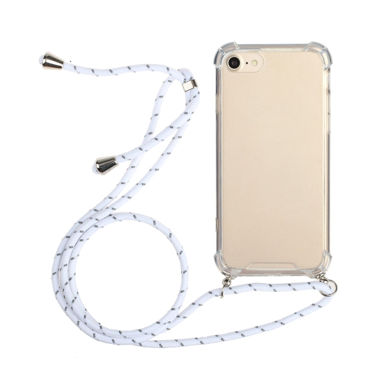 For iPhone SE 2022 / SE 2020 / 8 / 7 Four-Corner Shockproof Transparent TPU Protective Case with Lanyard