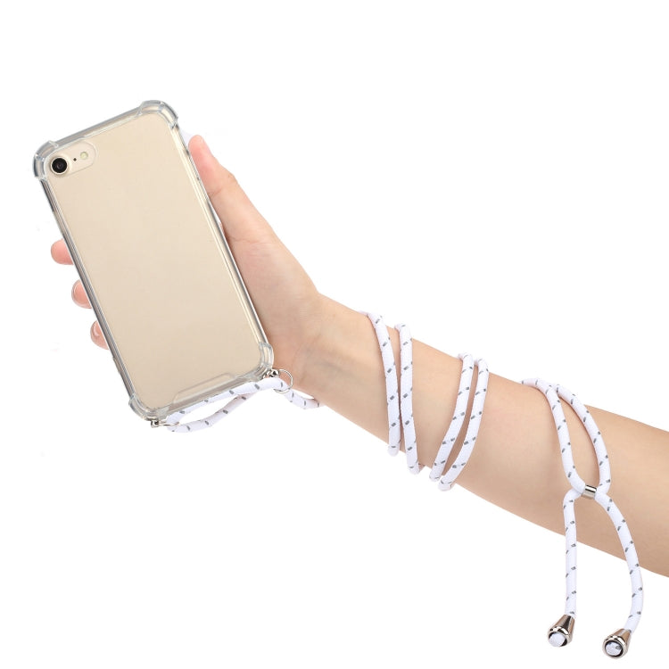 For iPhone SE 2022 / SE 2020 / 8 / 7 Four-Corner Shockproof Transparent TPU Protective Case with Lanyard