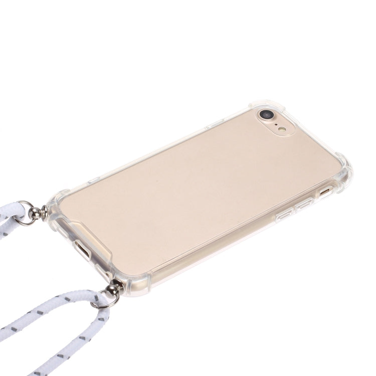 For iPhone SE 2022 / SE 2020 / 8 / 7 Four-Corner Shockproof Transparent TPU Protective Case with Lanyard