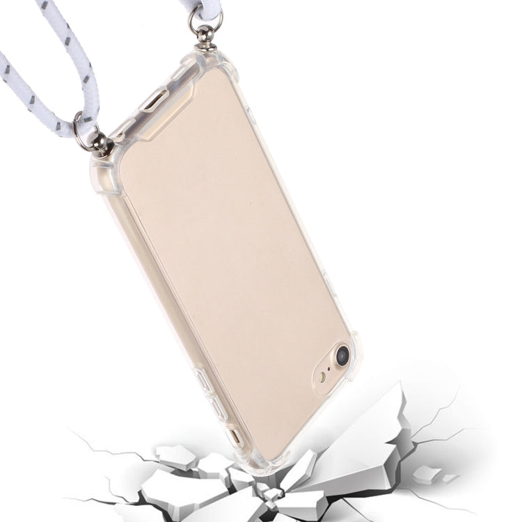 For iPhone SE 2022 / SE 2020 / 8 / 7 Four-Corner Shockproof Transparent TPU Protective Case with Lanyard
