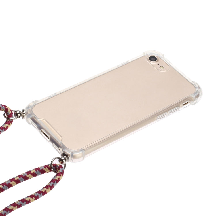 For iPhone SE 2022 / SE 2020 / 8 / 7 Four-Corner Shockproof Transparent TPU Protective Case with Lanyard