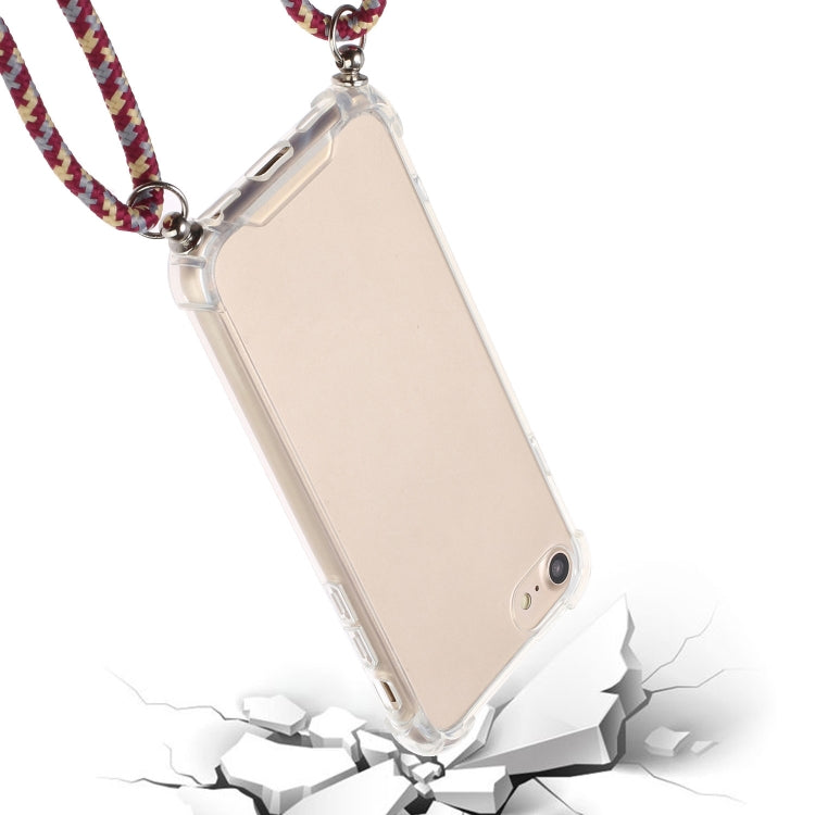 For iPhone SE 2022 / SE 2020 / 8 / 7 Four-Corner Shockproof Transparent TPU Protective Case with Lanyard