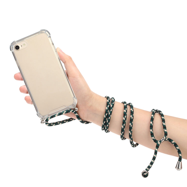 For iPhone SE 2022 / SE 2020 / 8 / 7 Four-Corner Shockproof Transparent TPU Protective Case with Lanyard
