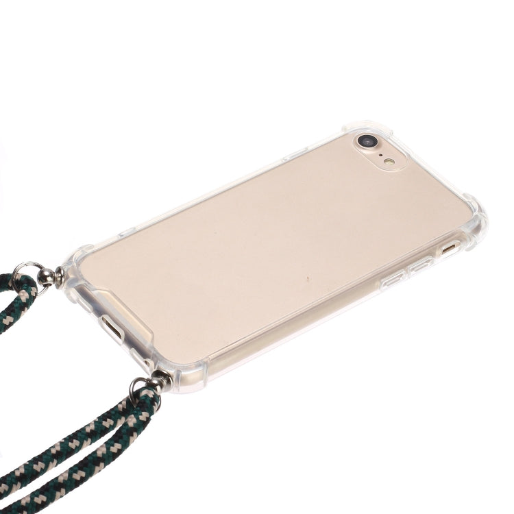For iPhone SE 2022 / SE 2020 / 8 / 7 Four-Corner Shockproof Transparent TPU Protective Case with Lanyard