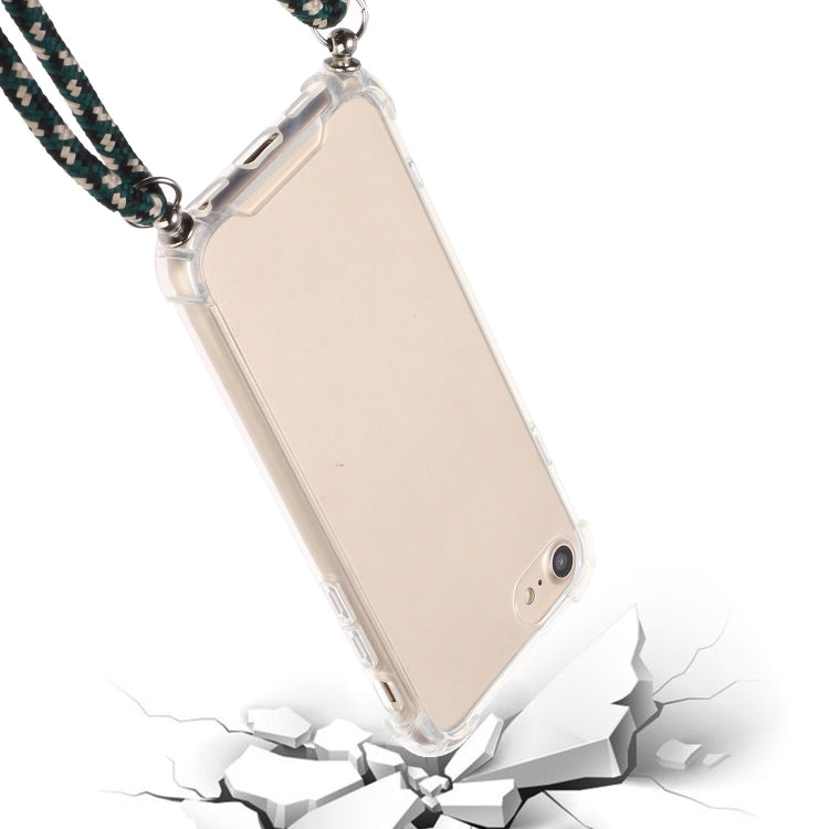 For iPhone SE 2022 / SE 2020 / 8 / 7 Four-Corner Shockproof Transparent TPU Protective Case with Lanyard