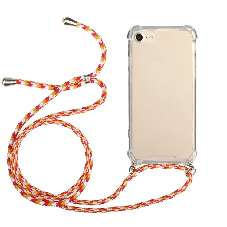 For iPhone SE 2022 / SE 2020 / 8 / 7 Four-Corner Shockproof Transparent TPU Protective Case with Lanyard