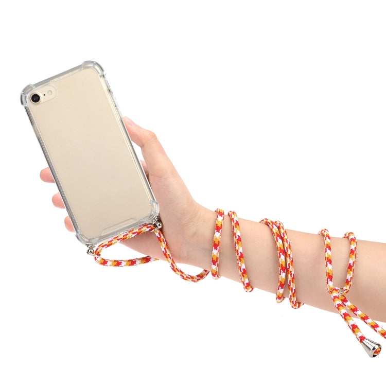 For iPhone SE 2022 / SE 2020 / 8 / 7 Four-Corner Shockproof Transparent TPU Protective Case with Lanyard