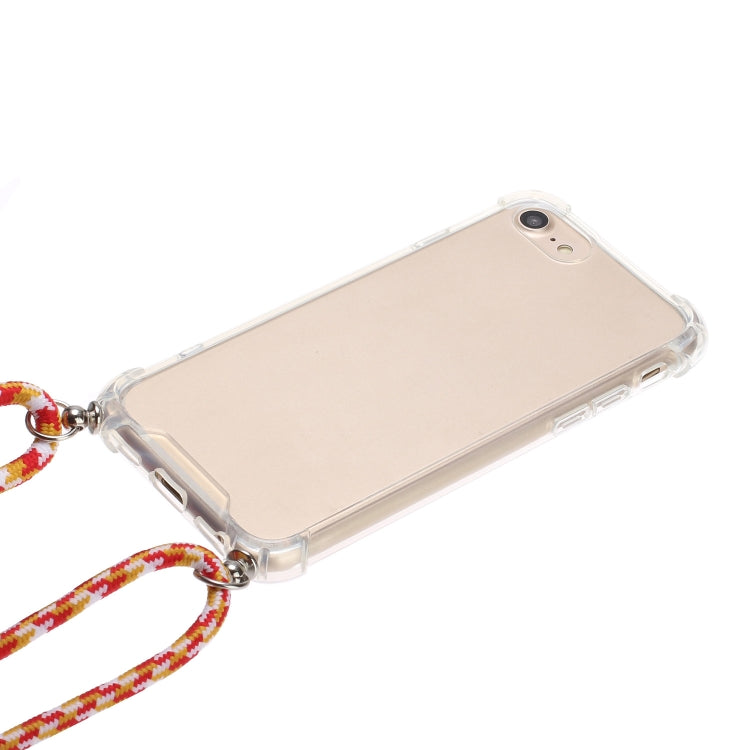 For iPhone SE 2022 / SE 2020 / 8 / 7 Four-Corner Shockproof Transparent TPU Protective Case with Lanyard