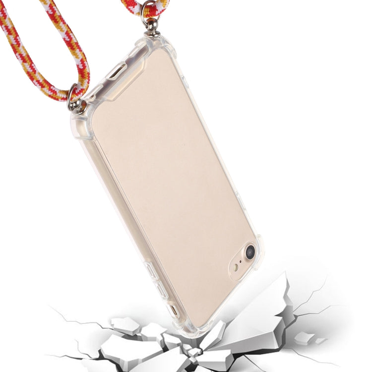 For iPhone SE 2022 / SE 2020 / 8 / 7 Four-Corner Shockproof Transparent TPU Protective Case with Lanyard