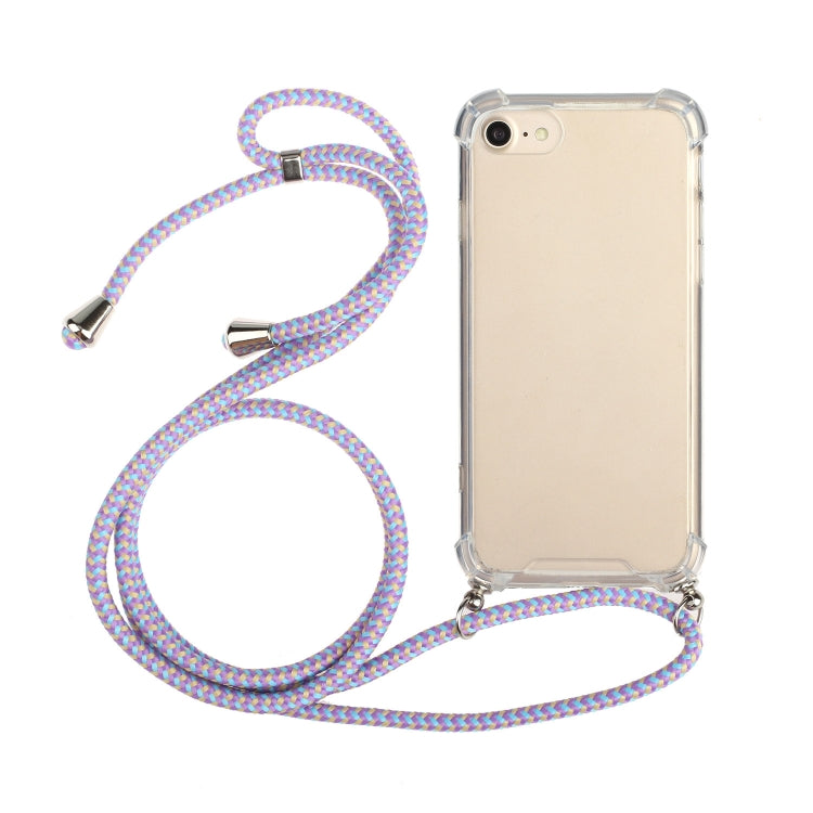 For iPhone SE 2022 / SE 2020 / 8 / 7 Four-Corner Shockproof Transparent TPU Protective Case with Lanyard