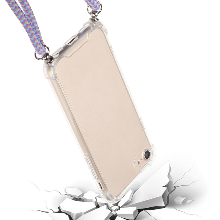 For iPhone SE 2022 / SE 2020 / 8 / 7 Four-Corner Shockproof Transparent TPU Protective Case with Lanyard