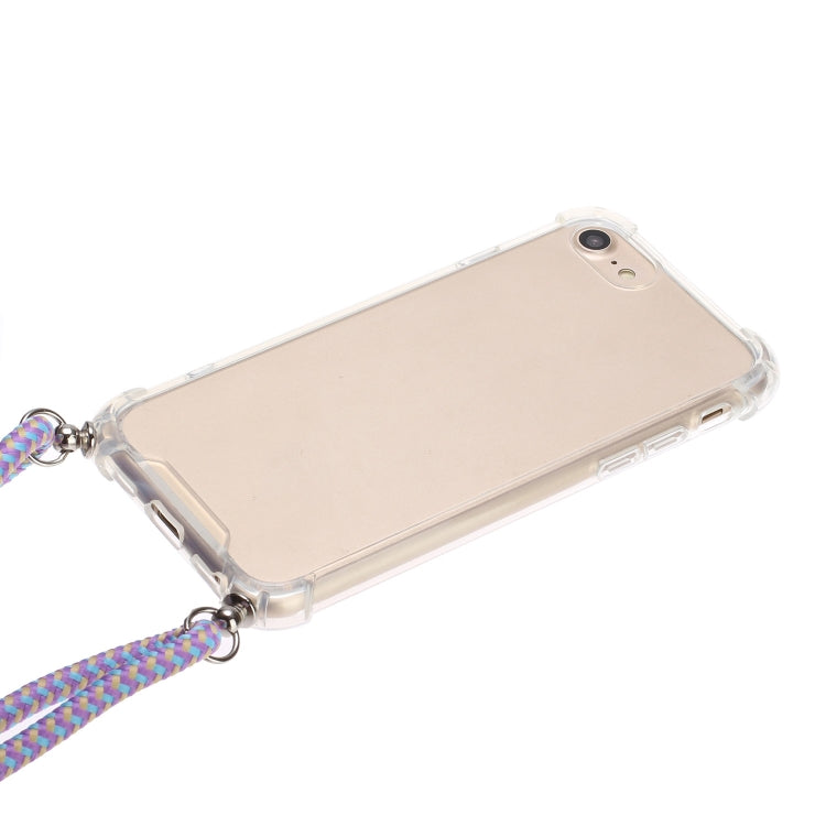 For iPhone SE 2022 / SE 2020 / 8 / 7 Four-Corner Shockproof Transparent TPU Protective Case with Lanyard