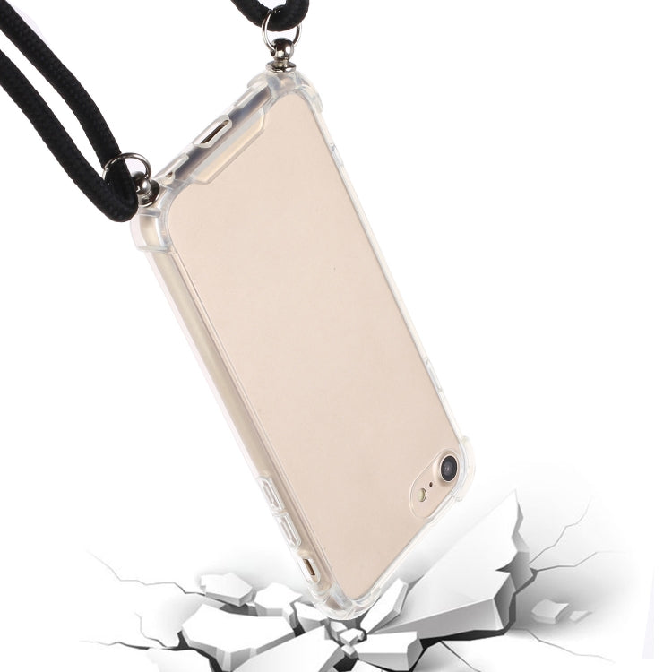 For iPhone SE 2022 / SE 2020 / 8 / 7 Four-Corner Shockproof Transparent TPU Protective Case with Lanyard