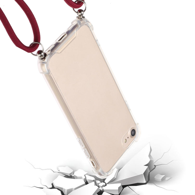 For iPhone SE 2022 / SE 2020 / 8 / 7 Four-Corner Shockproof Transparent TPU Protective Case with Lanyard