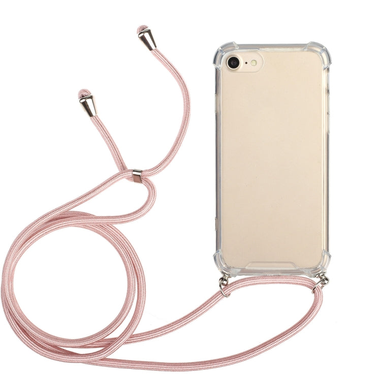 For iPhone SE 2022 / SE 2020 / 8 / 7 Four-Corner Shockproof Transparent TPU Protective Case with Lanyard