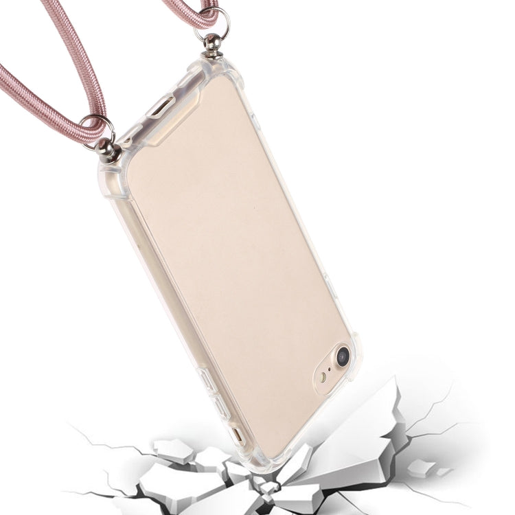 For iPhone SE 2022 / SE 2020 / 8 / 7 Four-Corner Shockproof Transparent TPU Protective Case with Lanyard