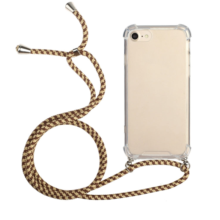 For iPhone SE 2022 / SE 2020 / 8 / 7 Four-Corner Shockproof Transparent TPU Protective Case with Lanyard