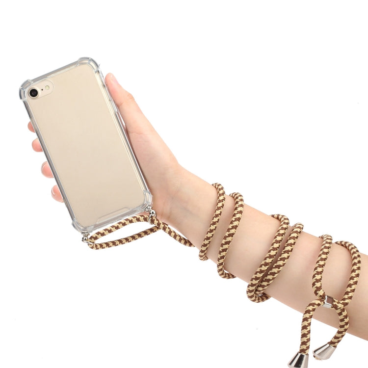 For iPhone SE 2022 / SE 2020 / 8 / 7 Four-Corner Shockproof Transparent TPU Protective Case with Lanyard
