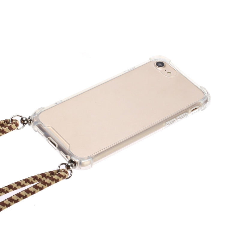 For iPhone SE 2022 / SE 2020 / 8 / 7 Four-Corner Shockproof Transparent TPU Protective Case with Lanyard