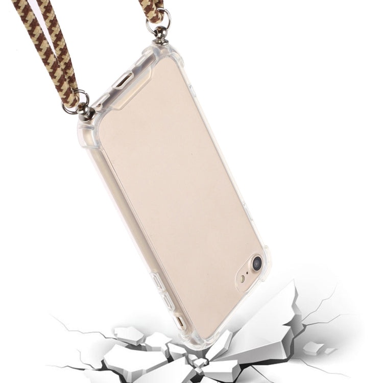 For iPhone SE 2022 / SE 2020 / 8 / 7 Four-Corner Shockproof Transparent TPU Protective Case with Lanyard