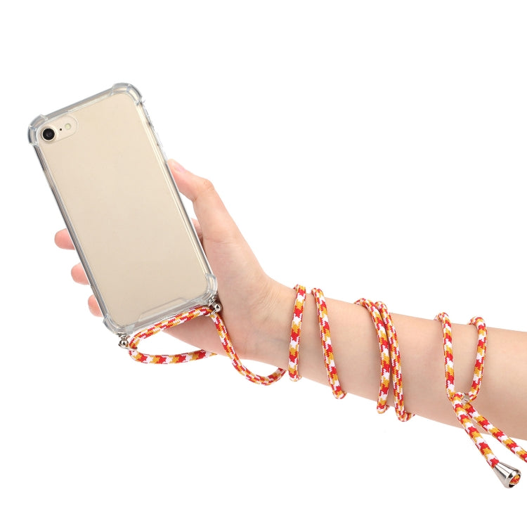 Four-Corner Shockproof Transparent TPU Protective Case with Lanyard For iPhone 8 Plus & 7 Plus