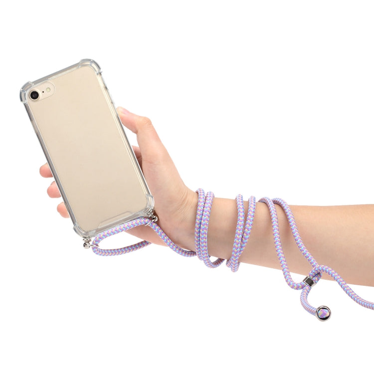 Four-Corner Shockproof Transparent TPU Protective Case with Lanyard For iPhone 8 Plus & 7 Plus