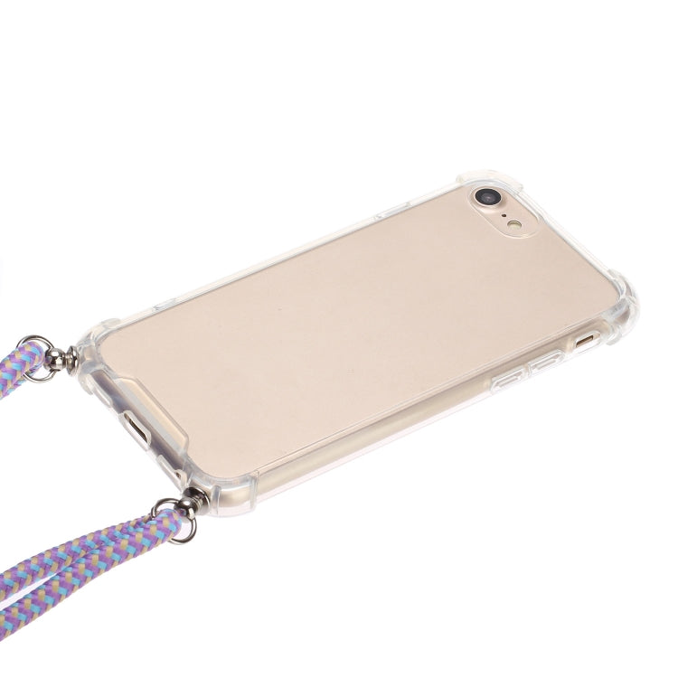 Four-Corner Shockproof Transparent TPU Protective Case with Lanyard For iPhone 8 Plus & 7 Plus