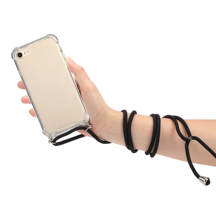 Four-Corner Shockproof Transparent TPU Protective Case with Lanyard For iPhone 8 Plus & 7 Plus