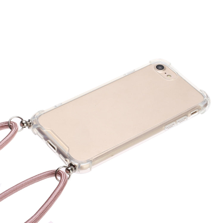 Four-Corner Shockproof Transparent TPU Protective Case with Lanyard For iPhone 8 Plus & 7 Plus