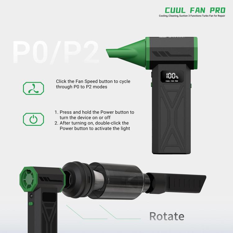 2UUL DA970 Cuul Fan Pro Cooling + Cleaning + Suction 3 in 1 Turbo Fan Set