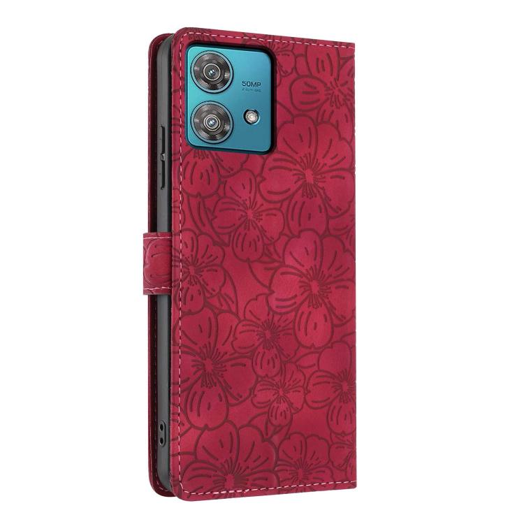 For Motorola Edge 40 Neo Cherry Blossoms Embossed Leather Phone Case